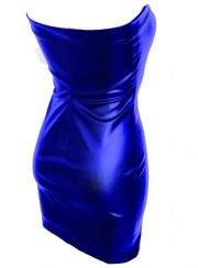 Extravagantes Leder Kleid blau Kunstleder - Rabatt