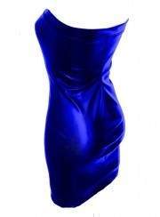 Extravagantes Leder Kleid blau Kunstleder - 
