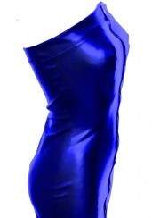 Extravagantes Leder Kleid blau Kunstleder - Rabatt