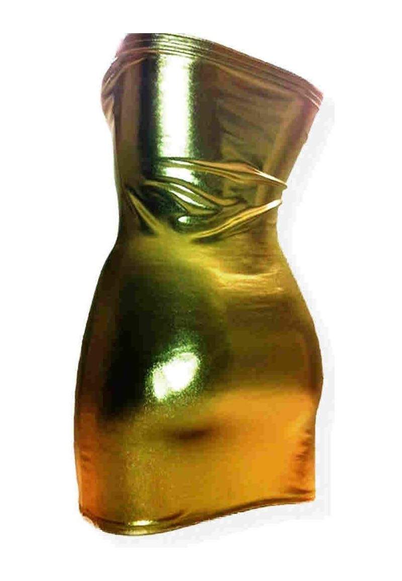 Golden wetlook bandeau dress made in Germany -