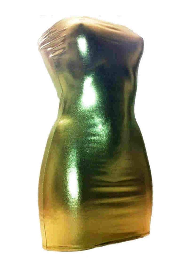 Golden wetlook bandeau dress made in Germany -