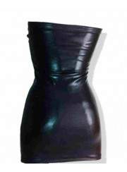 Leather-look bandeau mini dress black - Rabatt