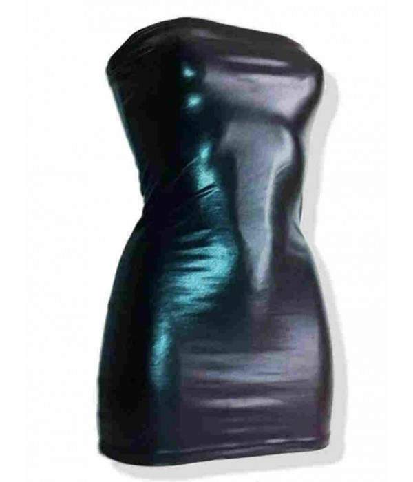 Minivestido bandeau de cuero negro Tallas 34 - 42 Longitudes 55cm - 75cm