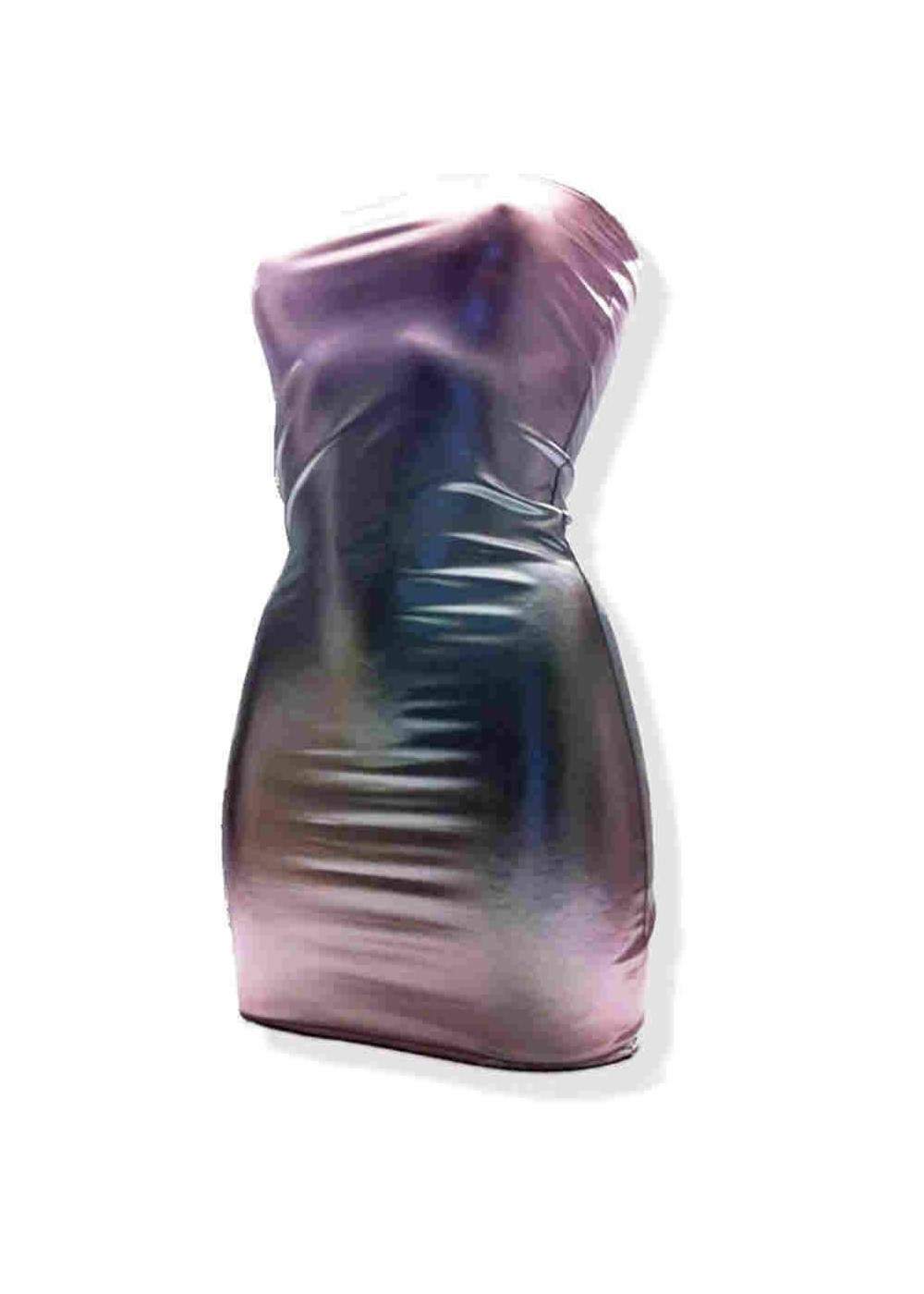 Leder-Optik Silbernes Bandeau Kleid Rabatt 11% - 