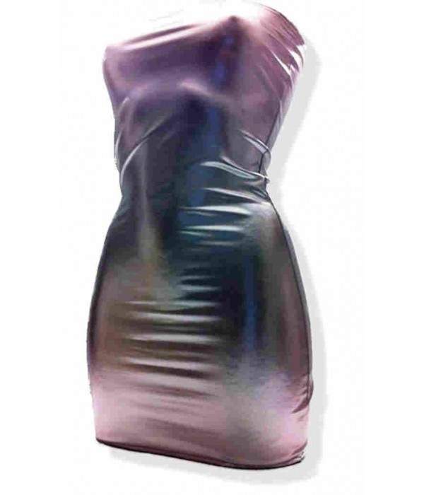 Leather Look Silver Bandeau Dress
