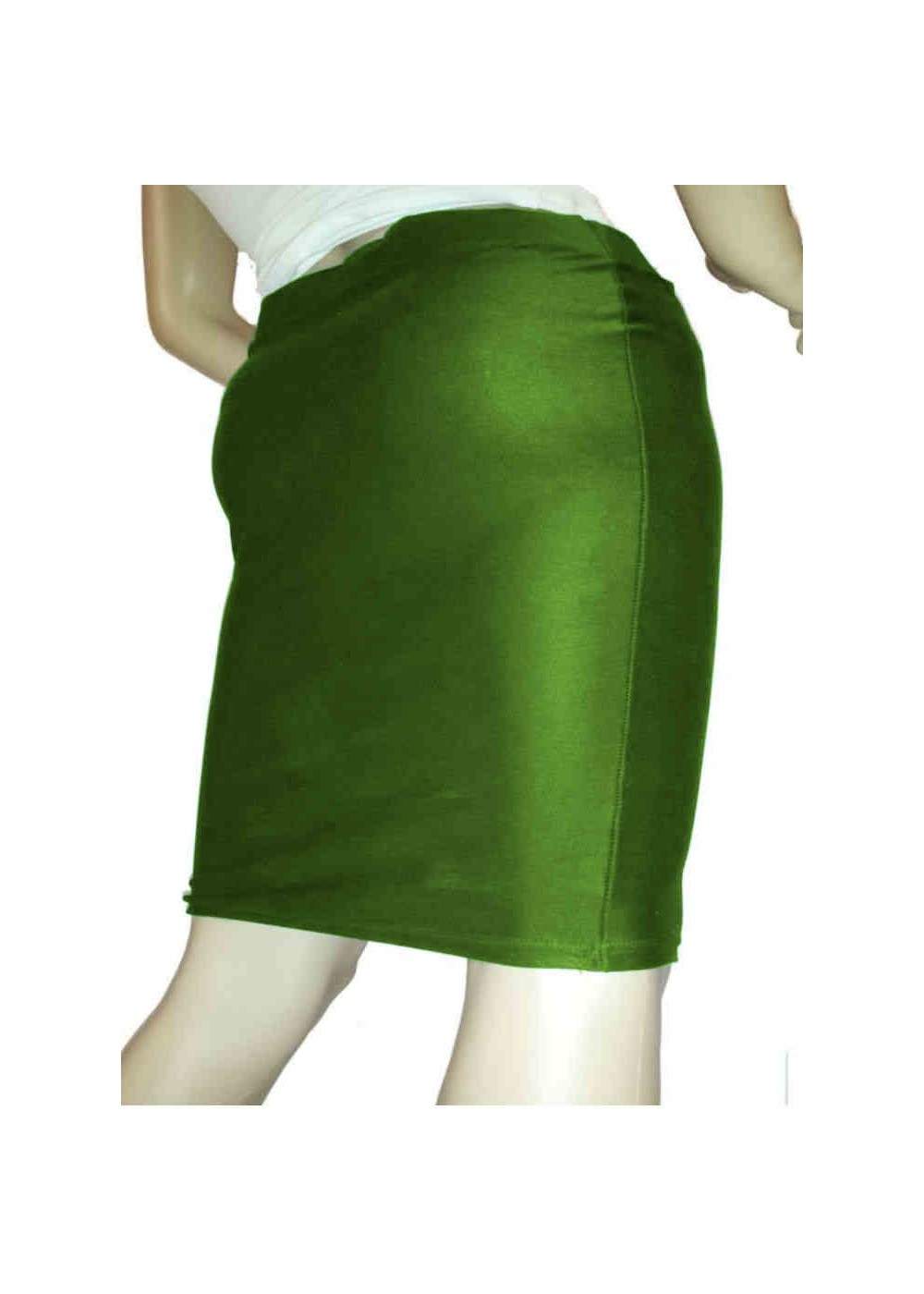 Falda lápiz elástica verde de algodón