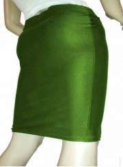 Falda lápiz elástica verde de algodón - Rabatt