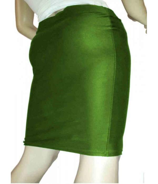 Green Stretch Pencil Skirt Size 34 - 52 Cotton Many Lengths