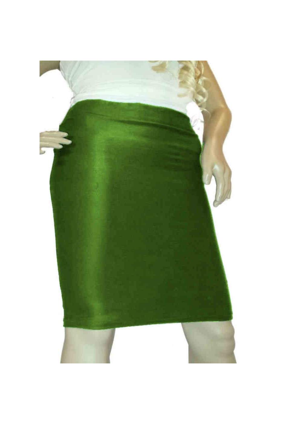 Green Stretch Pencil Skirt Cotton - 