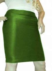 Falda lápiz elástica verde de algodón - 