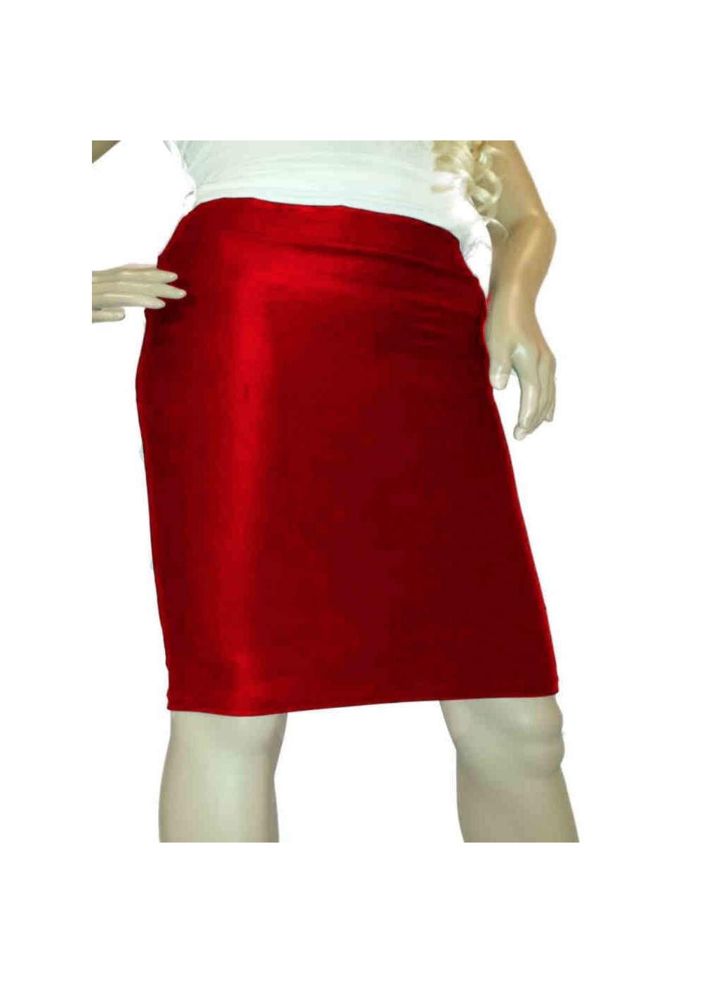 Red stretch pencil skirt