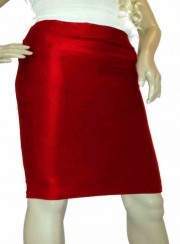 Red Stretch Pencil Skirt Many Lengths Size 34 - 52 Cotton - 