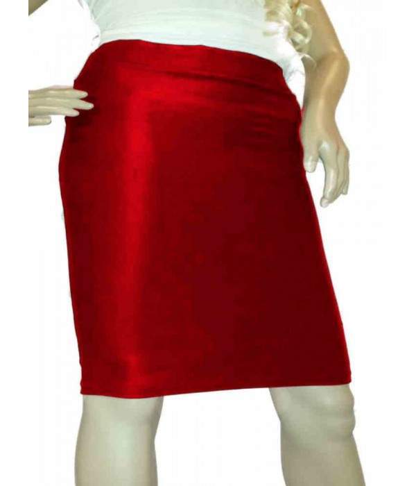Red Stretch Pencil Skirt Many Lengths Size 34 - 52 Cotton