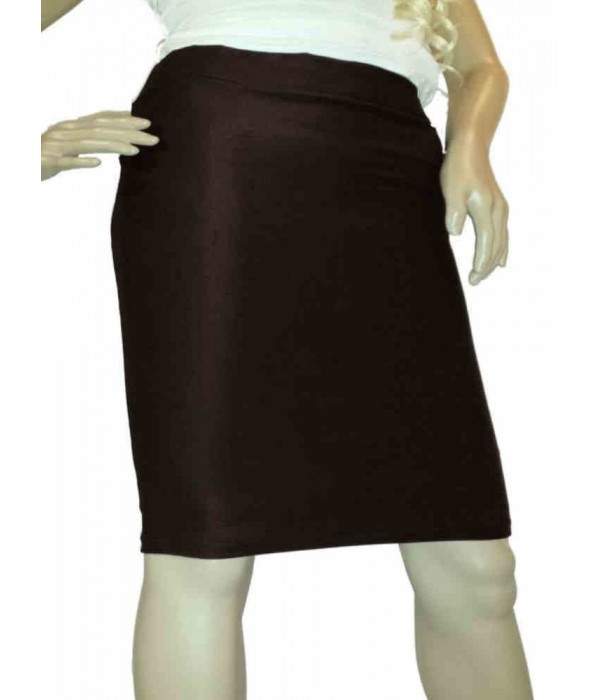 Brown Stretch Skirt Knee Length Sizes 44 - 52