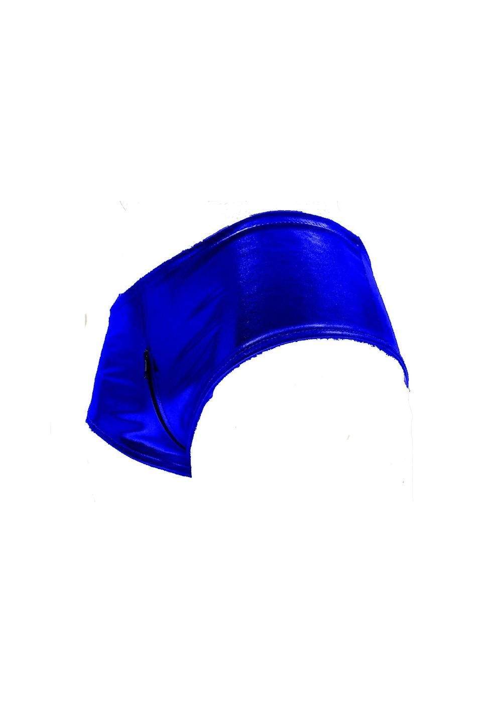FGirth Leder-Optik Ouvert Hotpants blau mit Reißverschluss - 