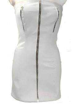 White leather dress on breasts to open with zipper