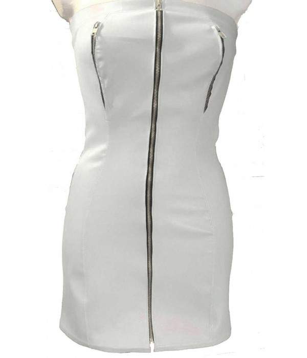White leather dress on breasts to open with zipper