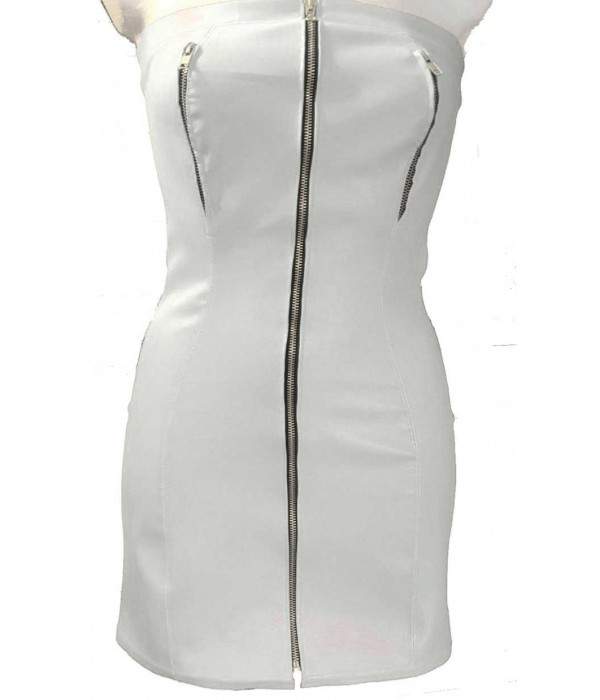 bargain White leather dress on breasts to open with zipper - Jetzt noch mehr sparen