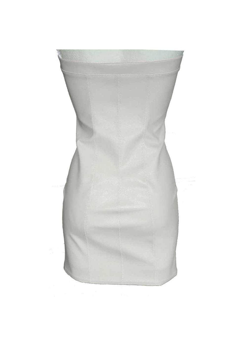 Vestido de cuero blanco en los pechos para abrir con cremallera - Deutsche Produktion