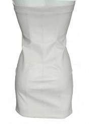 White leather dress on breasts to open with zipper - 