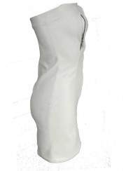 FGirth Weißes Lederkleid an Brüsten zum öffnen mit Reißverschluss - 