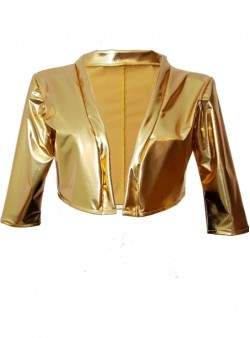 Leather look short jacket gold