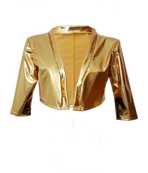 Leather look short jacket gold - Rabatt