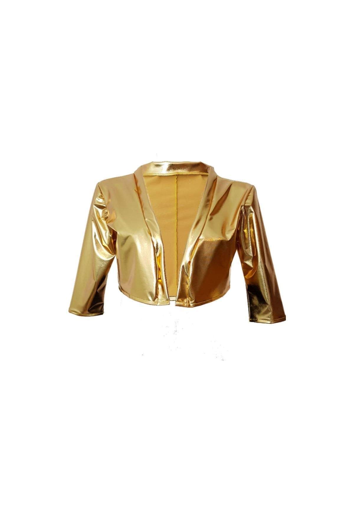 Leather look short jacket gold - Rabatt