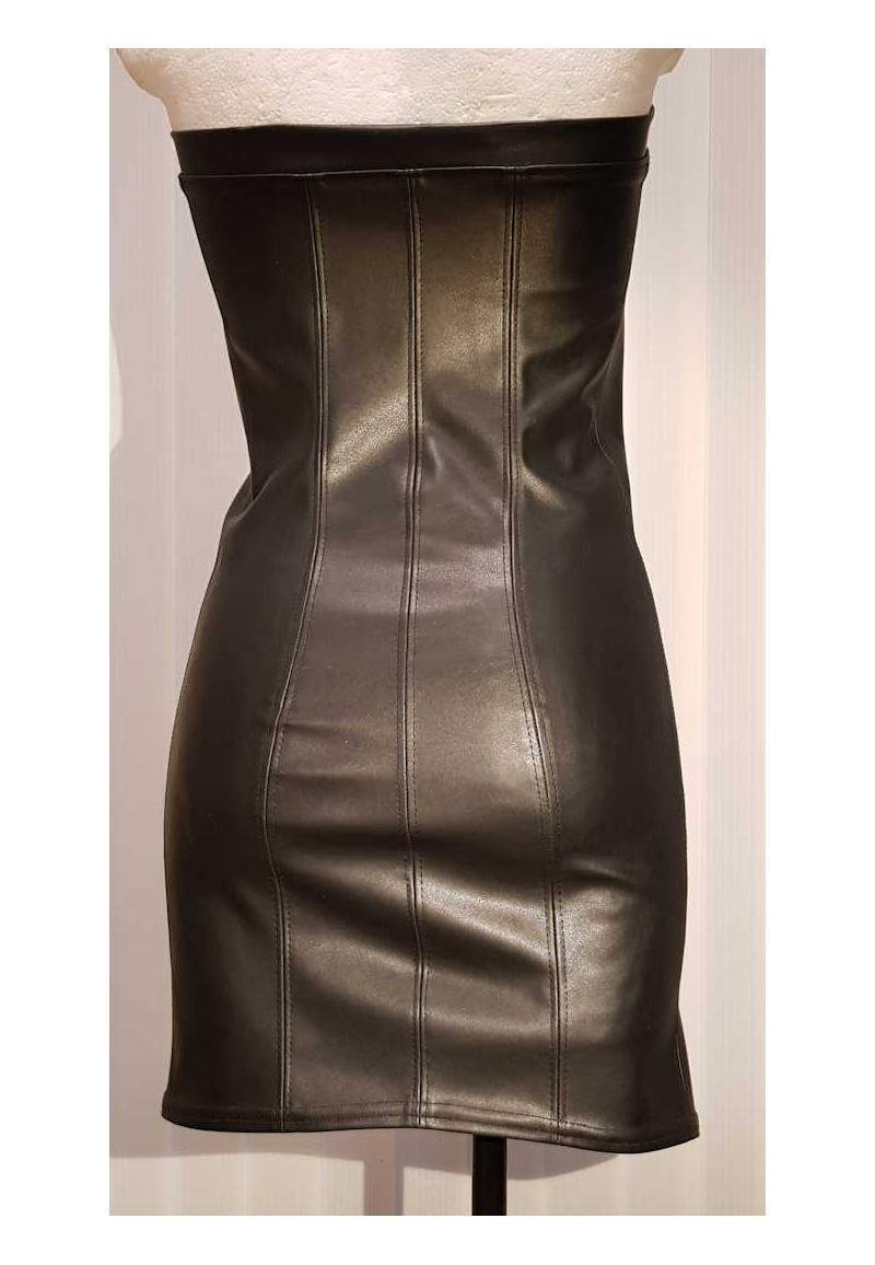 Oversized black faux leather dress made in Germany -