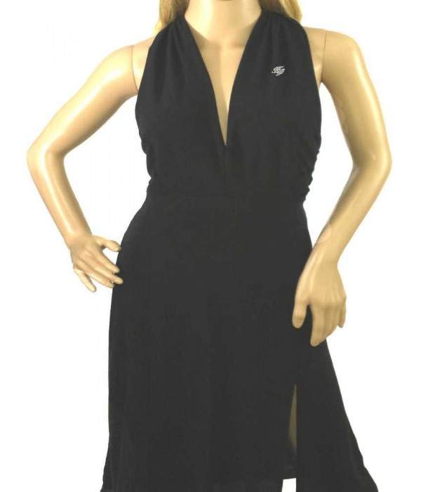Vestido negro de cuello alto de Leather Optics - Jetzt noch mehr sparen