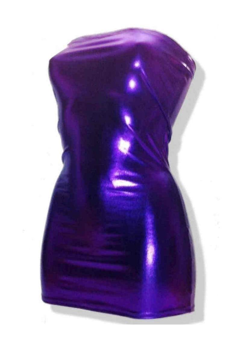 Gogo wetlook bandeau dress purple metallic effect produced in Germany -