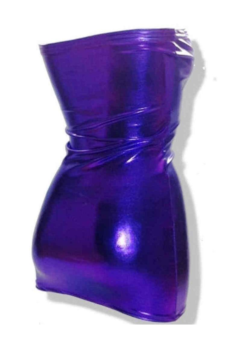 Gogo wetlook bandeau dress purple metallic effect produced in Germany -