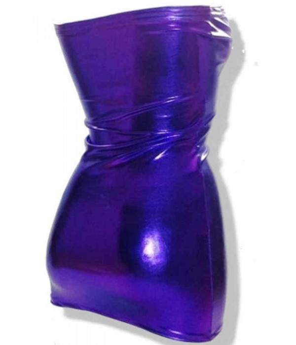 Vestido de cuero óptico Gogo Wetlook Bandeau efecto metálico púrpura - Jetzt noch mehr sparen