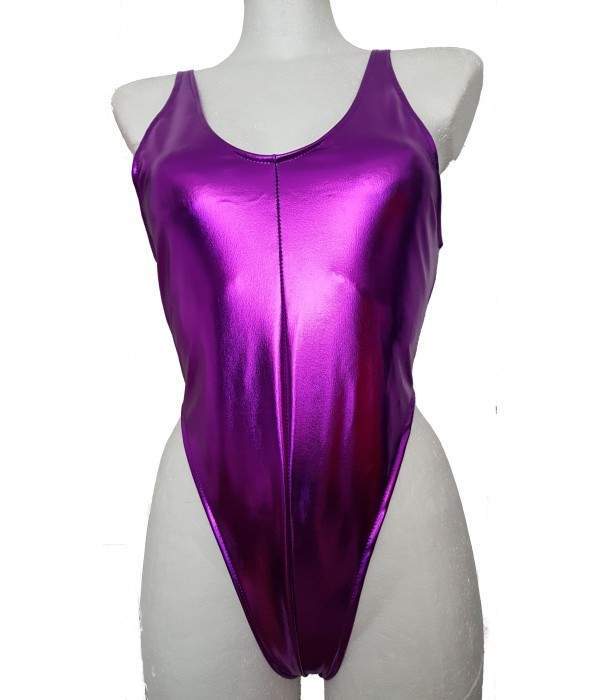 Leder-Optik Wetlook String Body lila online kaufen