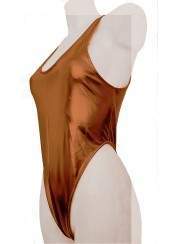 Leder-Optik Brauner String Body - 