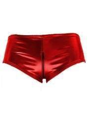 Leder-Optik F.Girth rote Hotpants Ouvert mit Reißverschluss - 