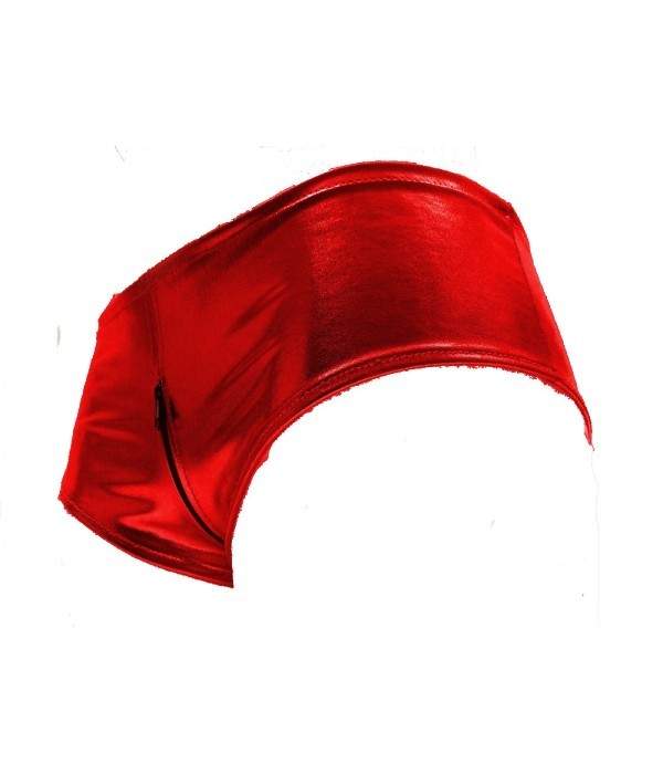 Leder-Optik F.Girth rote Hotpants Ouvert mit Reißverschluss