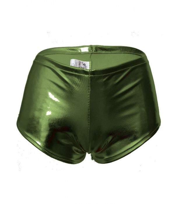 Leder-Optik grüne Hotpants Metallic Größen 34 - 42